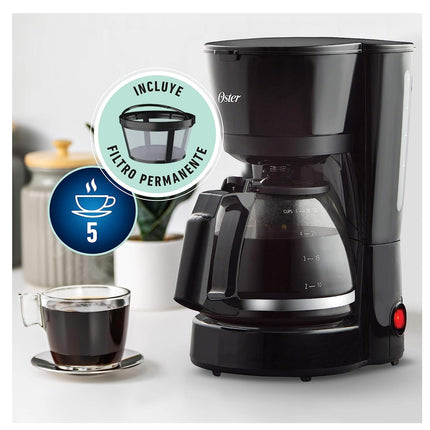 Cafetera Oster BVSTDC05 de 5 Tazas con Filtro Permanente Negro