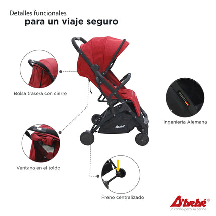 Carriola D´Bebe Wing Rojo de Viaje practica y duradera