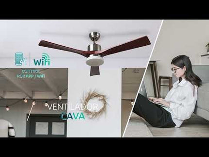 VENTILADOR DE TECHO CAVA VDCACLSA52 52" 3 ASPAS C/LUZ MADERA MASTERFAN