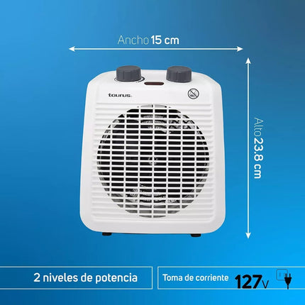 Calefactor Taurus Hawai Calentador Eléctrico 2 En 1 Blanco