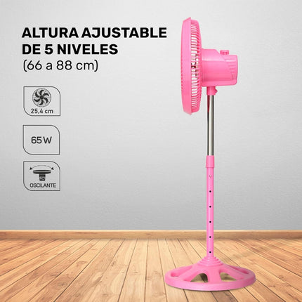Ventilador Taurus PRACTIKA VENT 10 SF P 10” Rosa 3 Vel Altura Ajustable (66 a 88 cm)