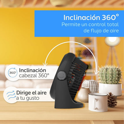 Ventilador Navia CEN-1010 Escritorio o Piso 10"3 Vel Cabezal 360°, Silencioso y Potente Negro 10"