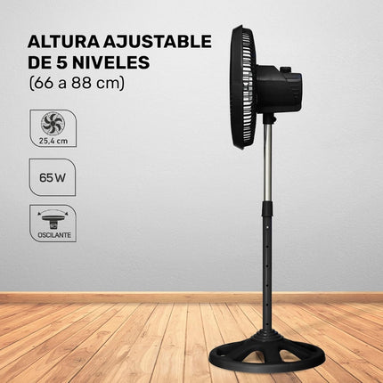 Ventilador de Pedestal Taurus PRACTIKA 10-SF B 10” Negro 3 Vel Altura Ajustable (66 a 88 cm) |