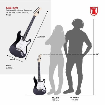 Pak Guitar Pro Amplificador Mitzu KAG-2001 para guitarra 6.5 con BOOTS 25W RMS + Guitarra Electrica KGE-3901 STRATOCASTER 39 de Madera