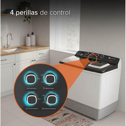 Lavadora doble tina White Westinghouse WWXCTT332009QBK 25KG Blanca