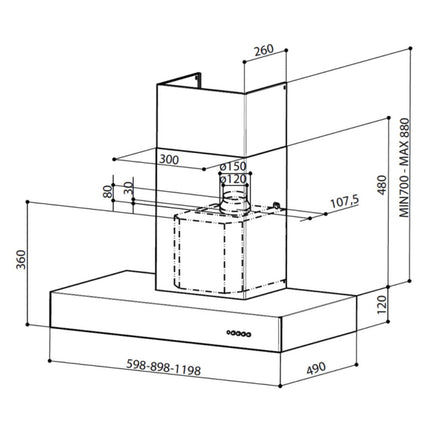 Campana de pared GE CGP1219S Profile 120cm Acero Inoxidable
