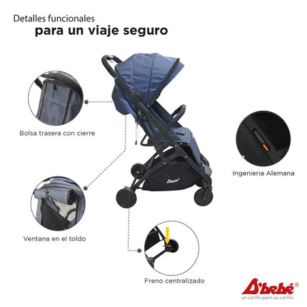 Carriola D´Bebe Wing Azul de Viaje practica y duradera