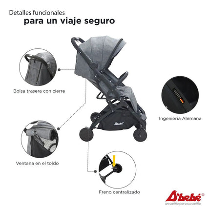 Carriola D´Bebe Wing Gris de Viaje practica y duradera