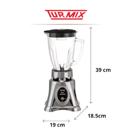 Licuadora Turmix MAX PWR CROM 1000 Watts Vaso Vidrio 1.5Lt Plateado
