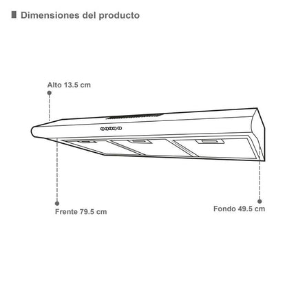 Campana extractora Supra CB-80 empotrable slim de acero inoxidable