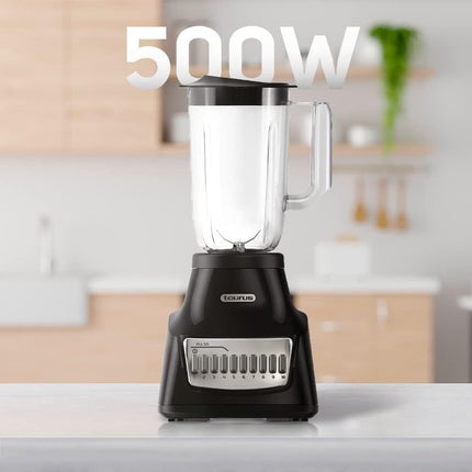Licuadora Taurus GRANDEUR NEG Plástico 1.25 L 10 Vel Potente Motor 500 W Cuchillas Desmontables de Acero Inoxidable