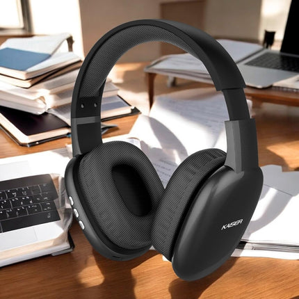 Audífonos de Diadema Kaiser KHE-2002BK Over Ear Recargables con Bluetooth, Reproductor Micro SD, Manos Libres y Micrófono Negro