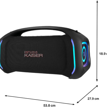 Bocina Kaiser Xtreme Box KXB-2107 Luz LED, Bluetooth, USB, Micro SD, AUXCertificado IPX6 100W RMS