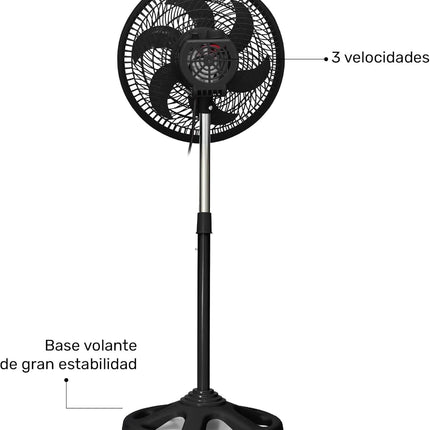 Ventilador de Pedestal Taurus PRACTIKA 10-SF B 10” Negro 3 Vel Altura Ajustable (66 a 88 cm) |
