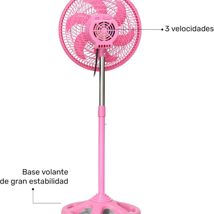 Ventilador Taurus PRACTIKA VENT 10 SF P 10” Rosa 3 Vel Altura Ajustable (66 a 88 cm)