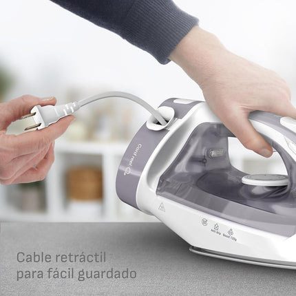 PlanchaT-Fal FV2C80U0 Cordreel Virtuo 30, Con Cable Retráctil, Sistema Auto- off 1500W Gris