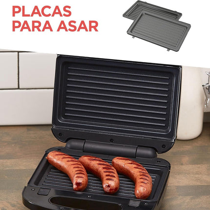 Estación de Desayunos Black &Decker WM2000S-LA3 en 1, Waflera, Sandwichera y Parrilla