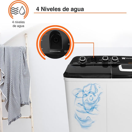 Lavadora Doble Tina White Westinghouse WWXCTT11703BK 11 Kilos Carga Superior Blanca