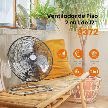 Ventilador De 12" De Escritorio Y Pared MYTEK 3372