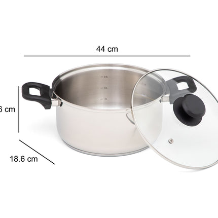 Combo Cocina Batería Tramontina 32208950 de 6 Piezas de Acero Inoxidable + Licuadora Oster BLSTKAGBPB Vaso de Vidrio Negra