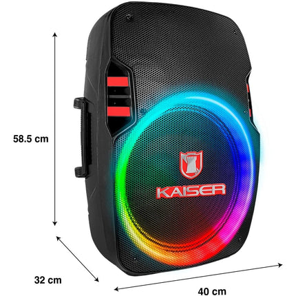 Bocina Kaiser KSE 1015MX/7515MX Micrófono Tripié 15 Pulgadas 40wrms Negro