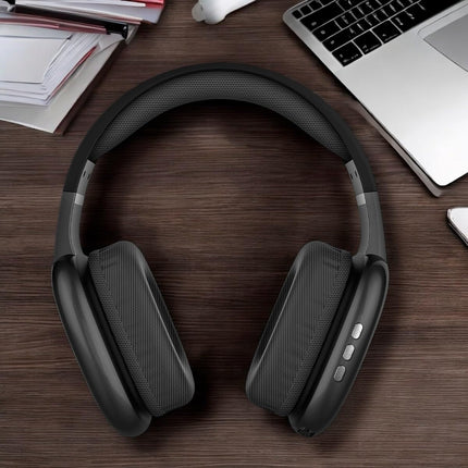 Audífonos de Diadema Kaiser KHE-2002BK Over Ear Recargables con Bluetooth, Reproductor Micro SD, Manos Libres y Micrófono Negro