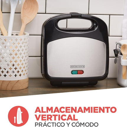 Estación de Desayunos Black &Decker WM2000S-LA3 en 1, Waflera, Sandwichera y Parrilla