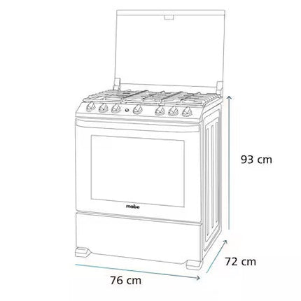 Estufa Mabe de Piso EMH7602JBS0 30" con 6 Quemadores de Gas
