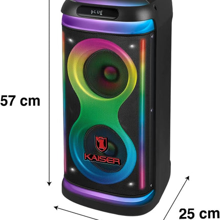 Bocina Kaiser KSF-8022 Bluetooth 2x6.5” 50W RMS Profesional Square Light Curvo + Audifonos de Regalo