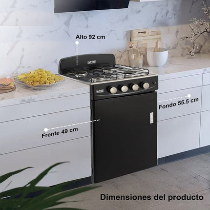 Parrilla de gas Super Flama ANA GAB con gabinete 4 Quemadores Negro