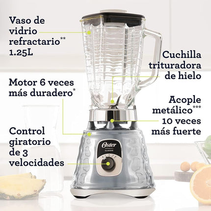 Licuadora Oster BLST4655013 Clásica Cromada con Perilla Ergonómica 3 Vel