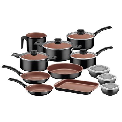 Batería de Cocina Tramontina 27899496  en Aluminio 12 piezas con Toppers negro