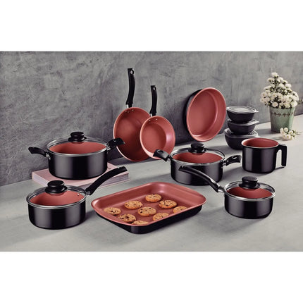 Batería de Cocina Tramontina 27899496  en Aluminio 12 piezas con Toppers negro