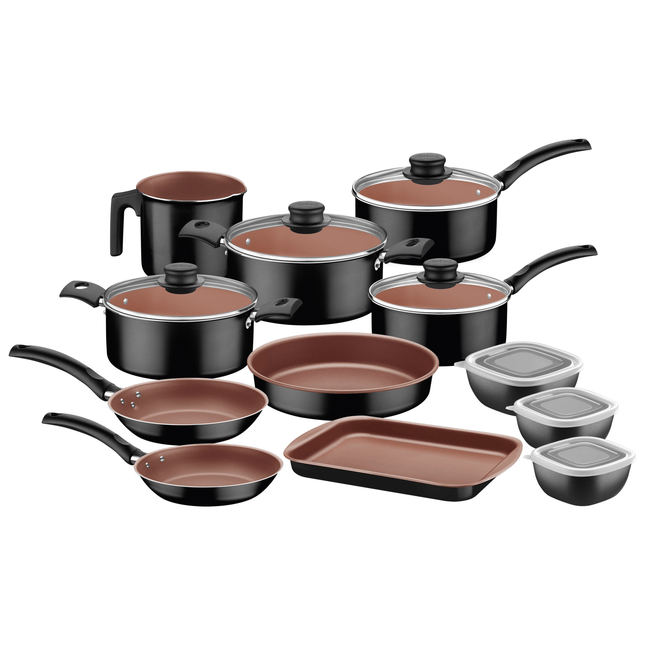 Batería de Cocina Tramontina 27899496  en Aluminio 12 piezas con Toppers negro