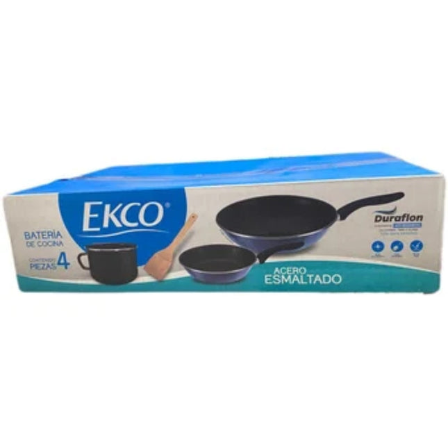 Bateria Ekco BATESMALTADA 4pz Acero Esmaltado Negro