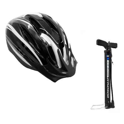 Casco de Bicicleta Unisex T-54/58 + Bomba Windsor Negro