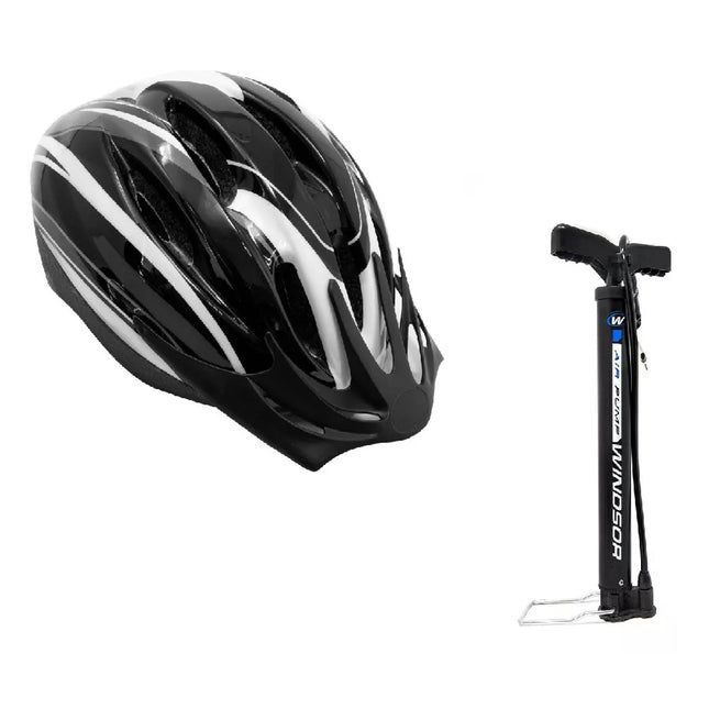Casco de Bicicleta Unisex T-54/58 + Bomba Windsor Negro
