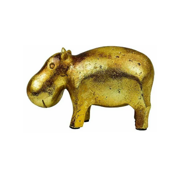Figura de Hipopótamo Dorado