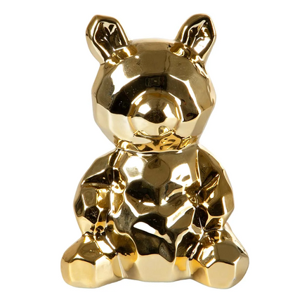 OSO GEOMETRICO DE PORCELANA DORADO PEQUEÑO