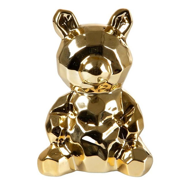 OSO GEOMETRICO DE PORCELANA DORADO PEQUEÑO