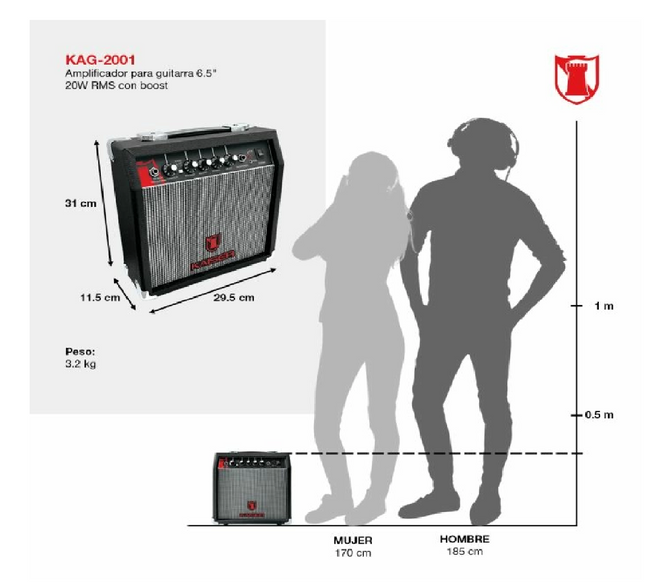 Amplificador Mitzu KAG-2001 para guitarra 6.5 con BOOTS 25W RMS