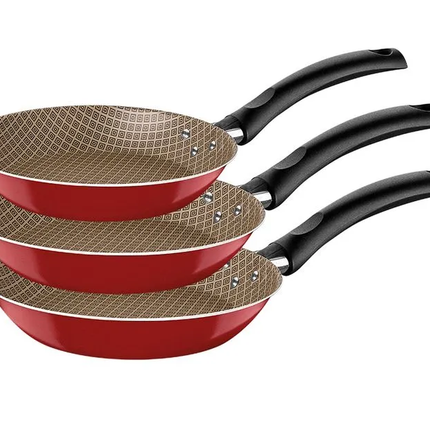 Combo Juego de Satenes Tramontina 32300356 3 pz Rojo Turim + Licuadora Oster BLSTKAG RPB Rojo 4 vel Vaso de vidrio