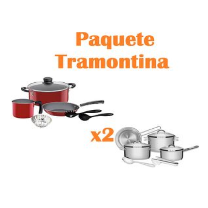 Paquete Baterias Tramontina 65510623 6 Pzs Induccion + 32200652 7pz Marilia Roja