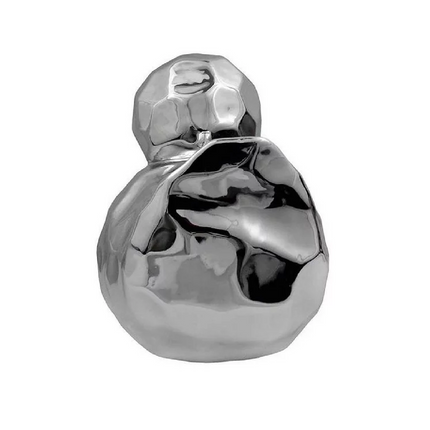 PATO GEOMETRICO DE PORCELANA PLATEADO PEQUEÑO