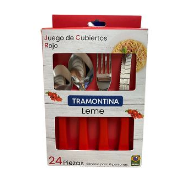 Batería Tramontina París 20599389 Negro 7pz Juego De Cubiertos 32200/728 Leme Rojos 24 Piezas