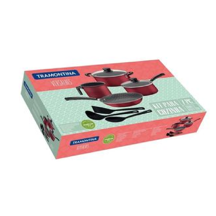 Batería de Cocina Tramontina 20698982 Versalles Rojo 7 Piezas