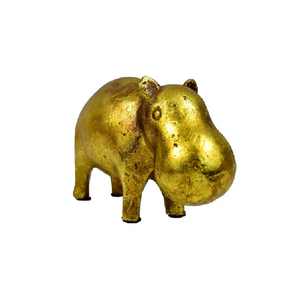 Figura de Hipopótamo Dorado