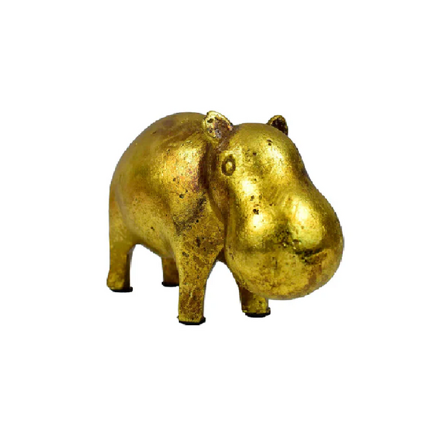 Figura de Hipopótamo Dorado