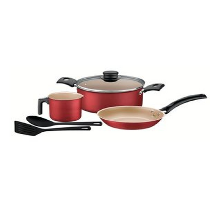 Combo Batería Tramontina 32200742 Turin Roja 31 piezas + Licuadora Daewoo DBL-851G con molinillo 1.5 lts 2 vel + Pulse rompehielos 500W Negra