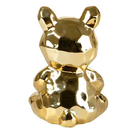 OSO GEOMETRICO DE PORCELANA DORADO PEQUEÑO